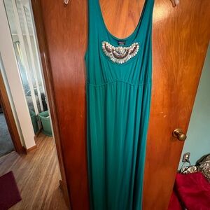 NWT Faded Glory teal embellished maxi dress Large